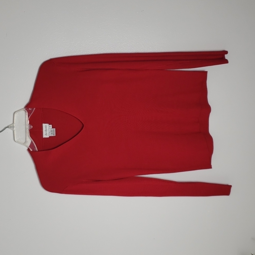 Jacobson's 100% silk sweater red, v neck, stretch, women's size medium